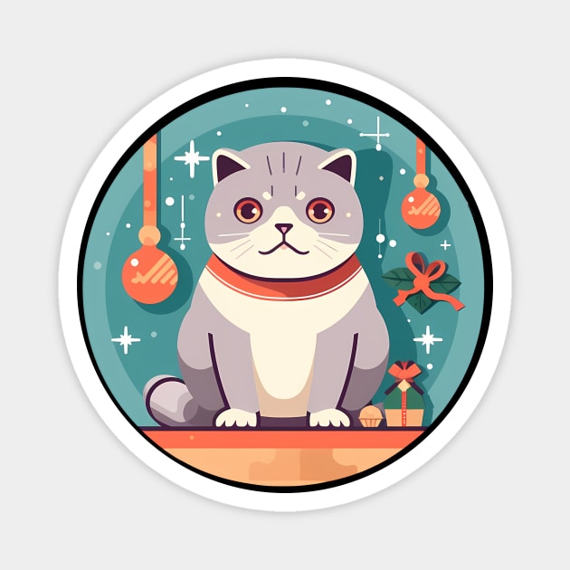 Scottish Fold Cat Xmas Ornament, Love Cats Magnet by logiamerch